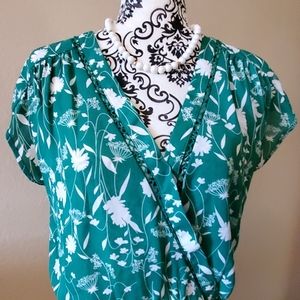 Green Floral Blouse